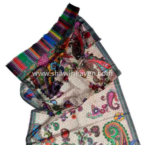Digital print wool scarves and shawls